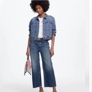 Madewell Low Slung Baggy Crop Jeans Raw Hem Size 28